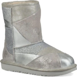 UGG Kids Classic Short II Patchwork -Shoes Sales Store ugg childrens kids classic short ii patchwork silver 1096431k slvr 70475.1541458227